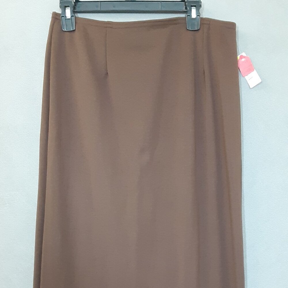 Check Me First Woman's Maxi Skirt, Chocolate Color, Slit up back, Elastic Waist